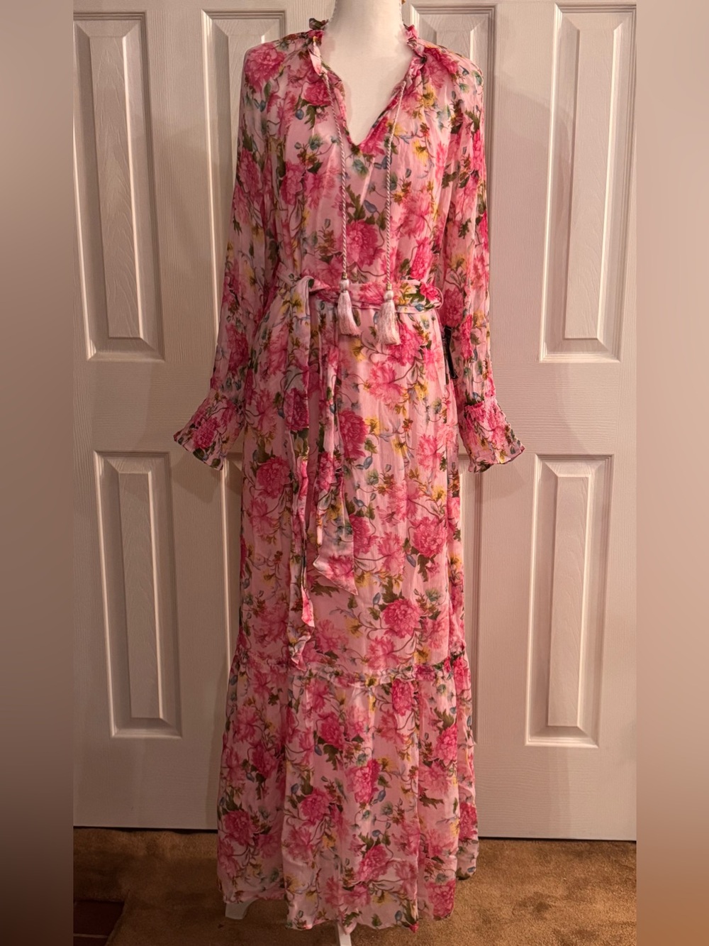 NICOBLU - CELINE MAXI CRINKLE CHIFFON DRESS IN ENGLISH ROSES
